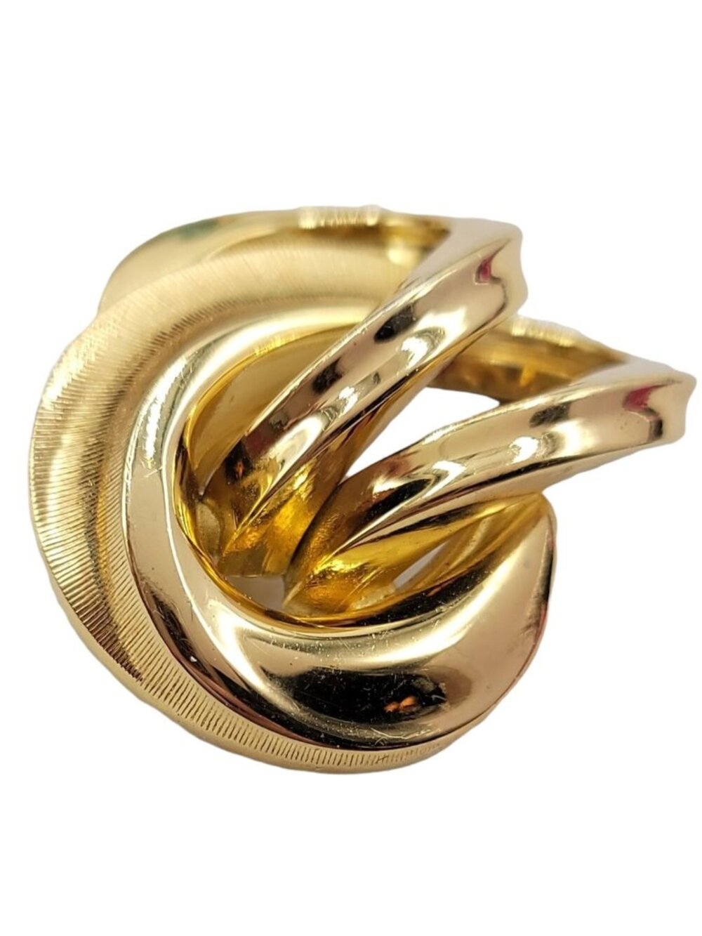 Grosse Gold-Tone Knotted Double Band Rings Knot Pin Brooch, Signed